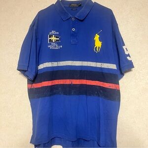 Ralph Lauren Blue Polo Shirt with Yellow Logo